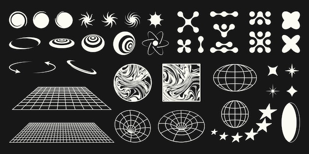 Premium Vector  Abstract icons or symbols in y2k aesthetic