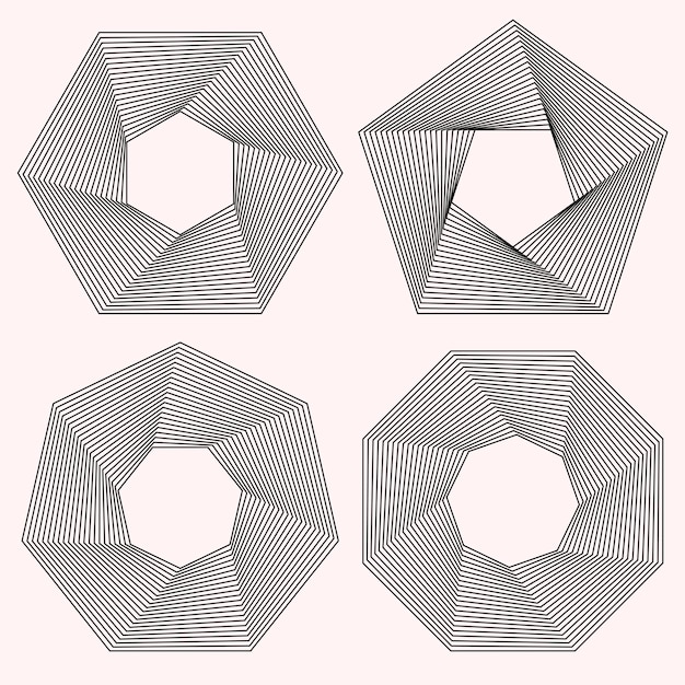 Set of abstract geometric shapes in line art style