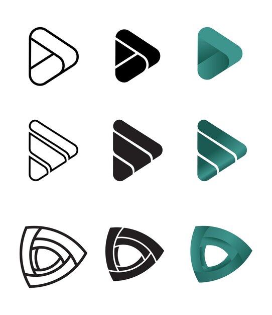 Vector set of abstract geometric triangle logos