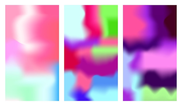 Vector set of abstract gradient backgrounds for banner blue green pink purple blue