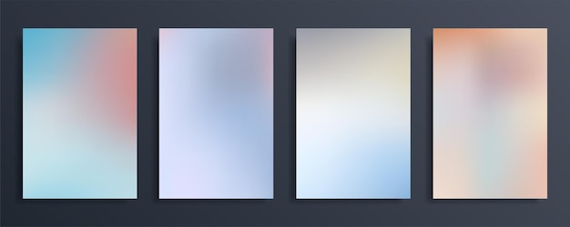 Vector set abstract gradient blurred background in light pastel color