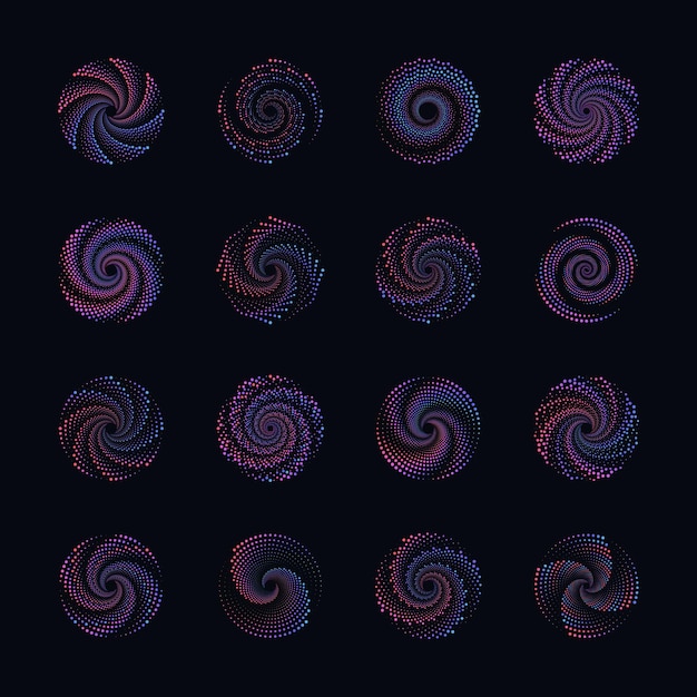 Set of abstract gradient dotted circles.