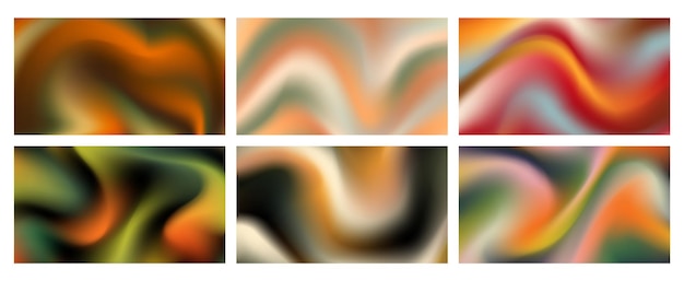 Vector set abstract gradient organic wave background. hipster wallpaper. holographic grid web layout cover.