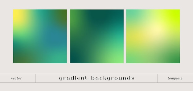 Vector set of abstract green and yellow gradient background vector blurred design