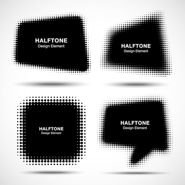 Vector set of abstract halftone design elements, illustration