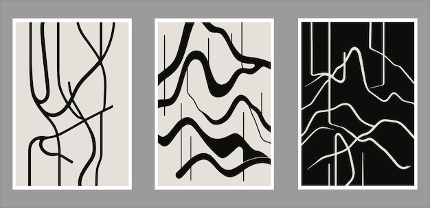 Set of abstract hand drawn backgrounds in minimalistic style vector illustration