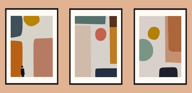 Set of abstract hand drawn illustrations for wall decoration postcard or brochure cover design