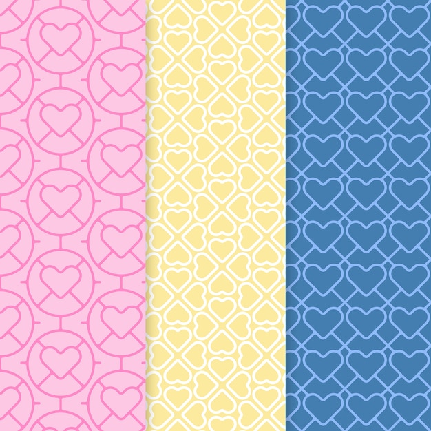 Vector set of abstract hearts patterns