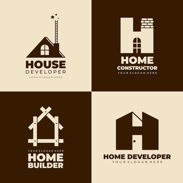 Set of abstract home building logo template Premium Vector