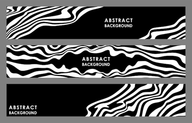 A SET OF ABSTRACT HORIZONTAL BANNERS WITH WHITE STRIPES ON A BLACK BACKGROUND IN A VECTOR