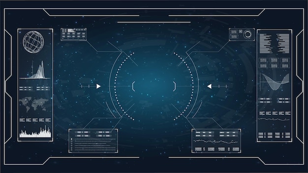 UIUXデザインの抽象的なHUD要素を設定します。未来的なSci-Fiユーザーインターフェース