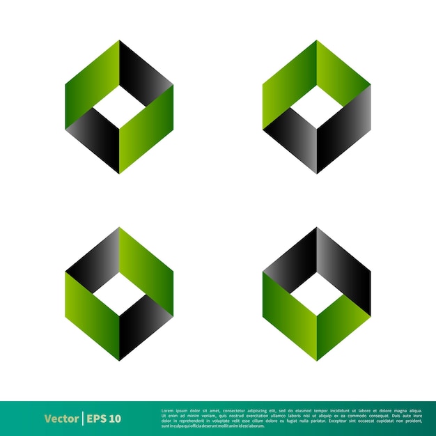 Set Abstract Icon 3D Diamond Shape Logo Template Illustration Design Vector EPS 10