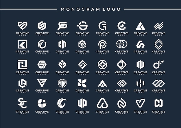 Set di abstract iniziale az monogramma logo design