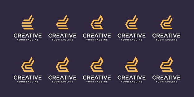 Set di abstract lettera iniziale d modello di logo.