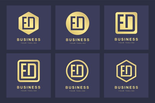 Set of abstract initial letter e d ed logo template.