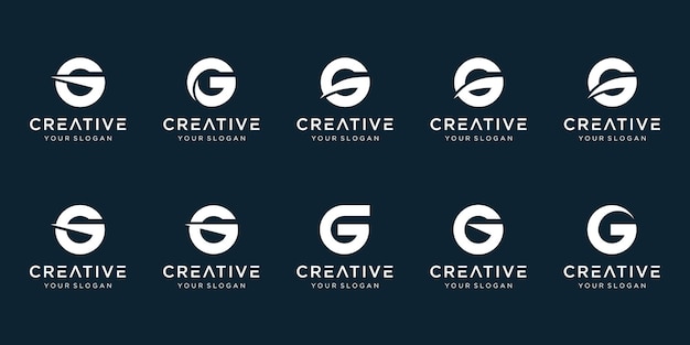 Set of abstract initial letter g logo template. icons for business of fashion, automotive, financial