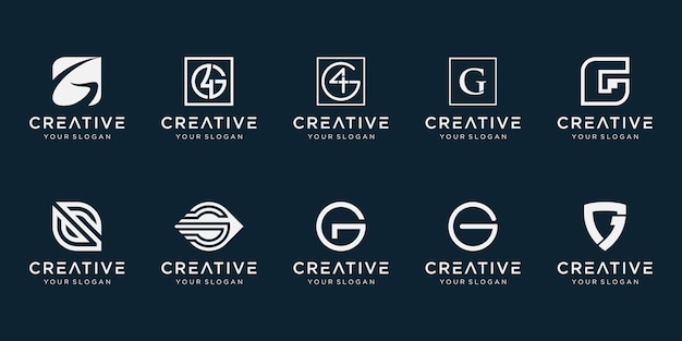 Vector set of abstract initial letter g logo template.