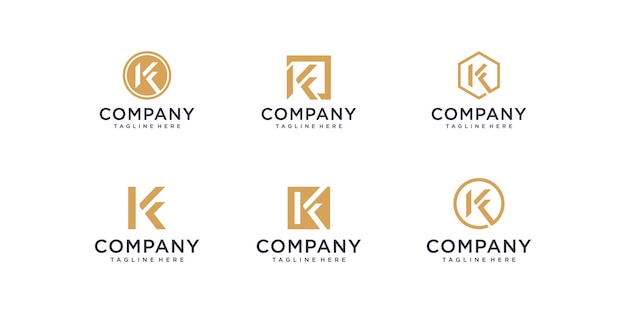 Set of abstract initial letter k logo design template icons for business of luxury elegant simple