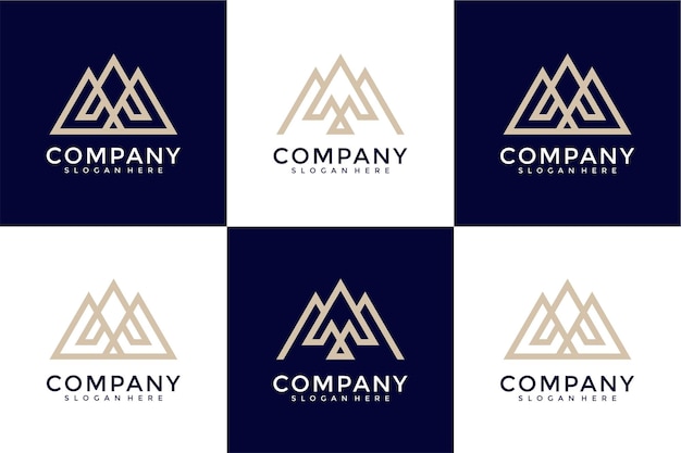 Set of abstract initial letter m and a logo template icons for business of luxury elegant simple