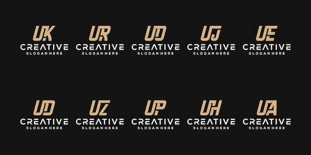 set of abstract initial letter u logo template