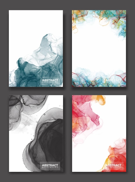 Vector set of abstract ink painting