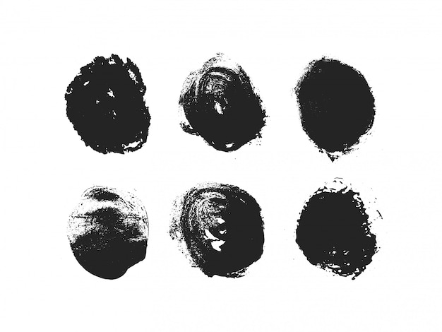 Set di inchiostro astratto su sfondo bianco cerchio nero grunge disegnato a mano. pezzo di alta qualità.