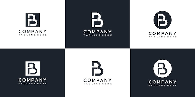 Set of abstract letter rb logo design template