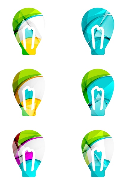 Set of abstract light bulb icons business logotype idea concepts clean modern geometric design