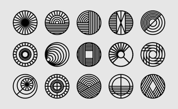 Набор абстрактного дизайна логотипа с линейным кругом