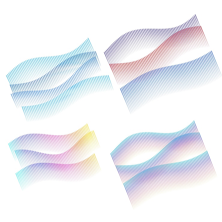 Set Abstract lines colors design element on white background of angle waves Vector Illustration eps 10 for grunge elegant business card print brochure flyer banners cover book label fabric