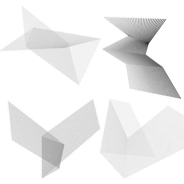 각파 벡터 그림의 흰색 배경에 추상선 색상 디자인 요소 설정