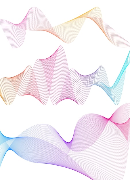 Set Abstract lines colors design element on white background of waves Vector Illustration eps 10 for grunge elegant business card print brochure flyer banners cover book label fabric