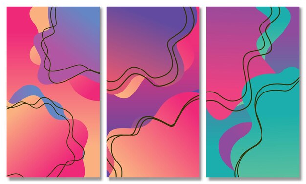 set of abstract liquid shape fluid design abstract modern graphic set of liquid gradient shapes