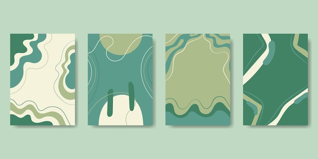 Set of abstract liquid templates of various shapes Pastel Green Color Template