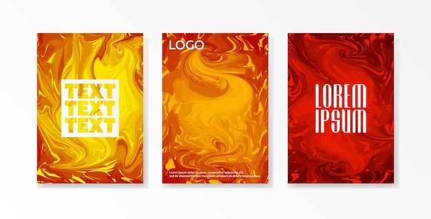 A set of abstract liquid textures with a golden hue for posters banners flyers etc Vector