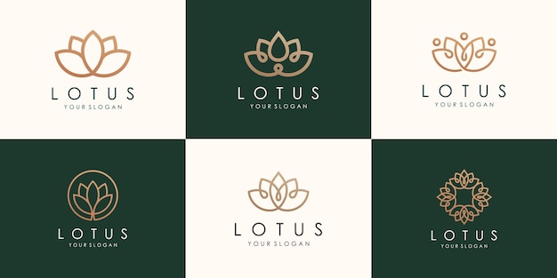 Set of abstract lotus flower logo