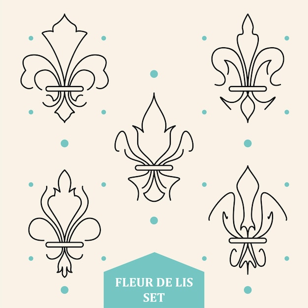 Set of abstract lys flower symbols icons Vector