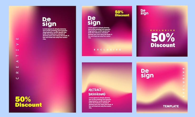 Vector set of abstract mesh gradients cute gradient backgrounds colored fluid graphic composition