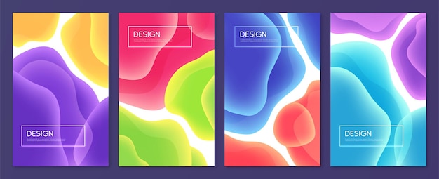 Set of abstract minimalist vector covers brochure templates flyers backgrounds with liquid bubble shapes