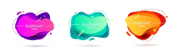 Set of abstract modern fluid shape banner with gradient color