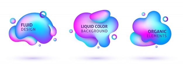 Set of abstract modern gradient neon liquid elements.