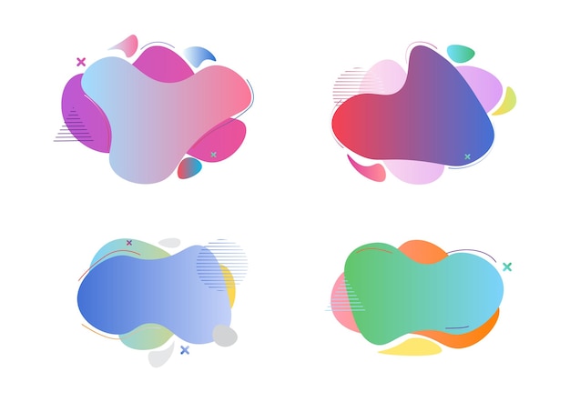 Set of abstract Modern graphic elements with dynamical colored forms