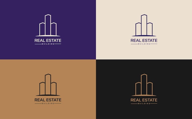 Set of abstract modern real estate logo template