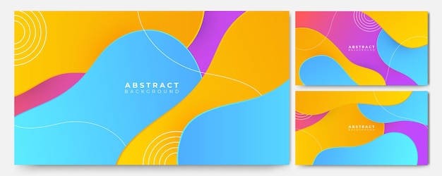 Set of abstract modern trendy minimal colorful background Dynamic shapes composition with modern hipster futuristic graphic Vector abstract background texture design bright poster banner