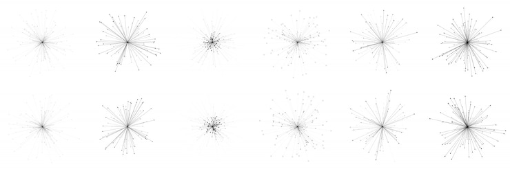 Vector set of abstract molecules on white background