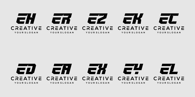 set abstract monogram letter e logo template