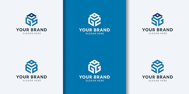 抽象的なモノグラム文字のロゴのテンプレートのセットです。