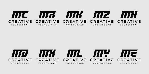 set abstract monogram letter m logo template