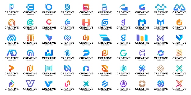 抽象的なモノグラム文字 A から Z メガ コレクションのロゴのテンプレートのセット