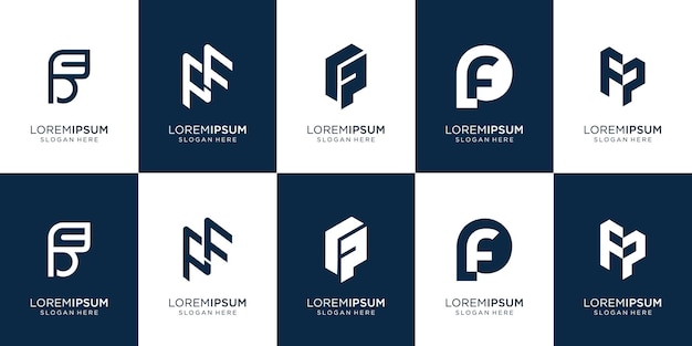 Set of abstract monogram logo design template